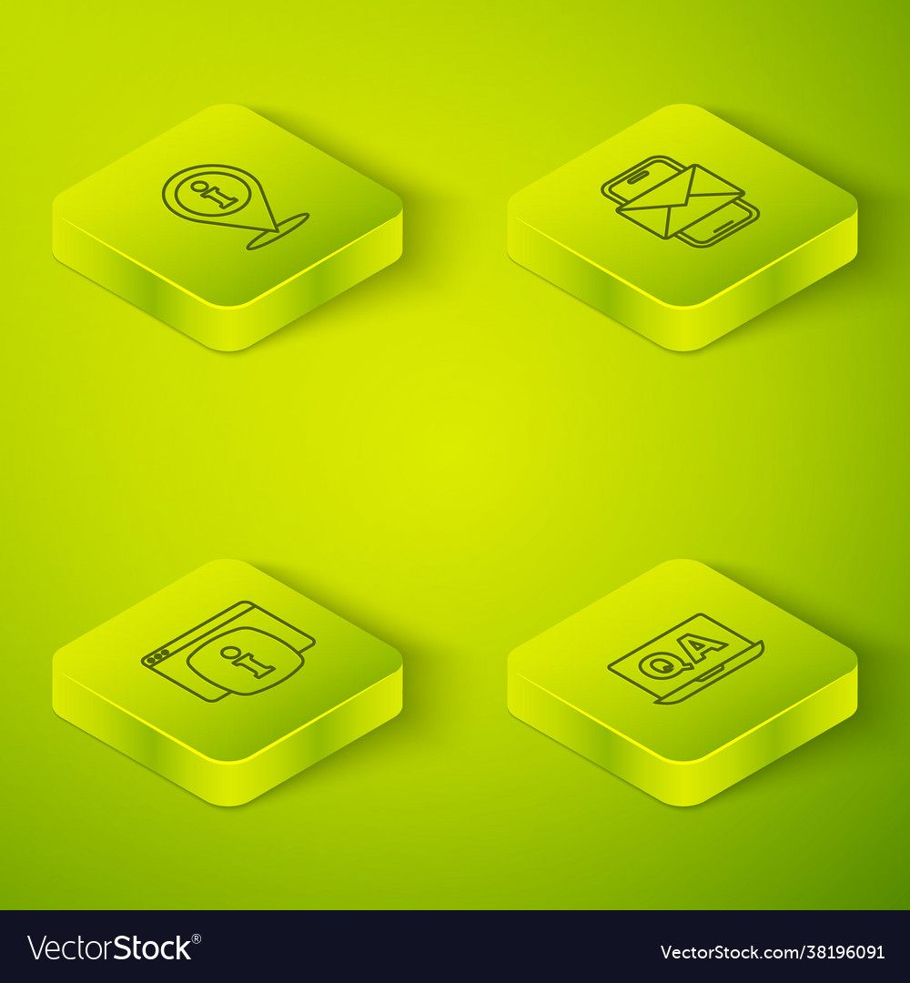Set isometric line mobile and envelope monitor