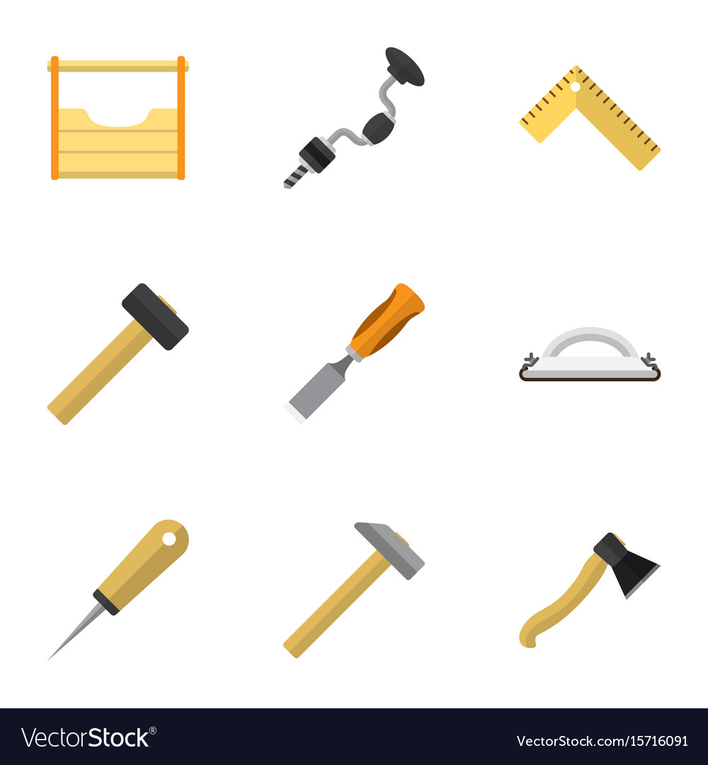 Set of 9 editable tools icons includes symbols