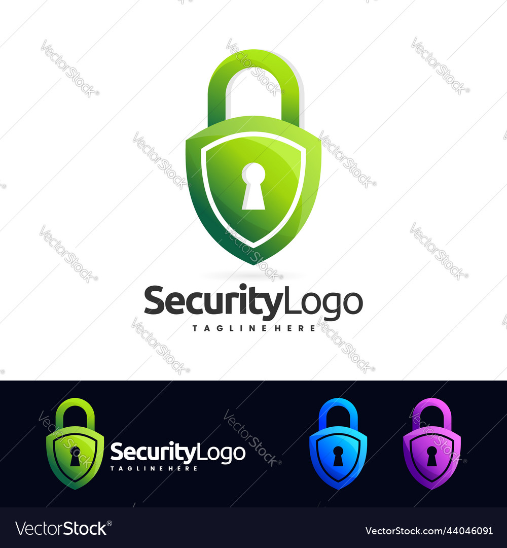 Shield Padlock Logo Key Logo Royalty Free Vector Image