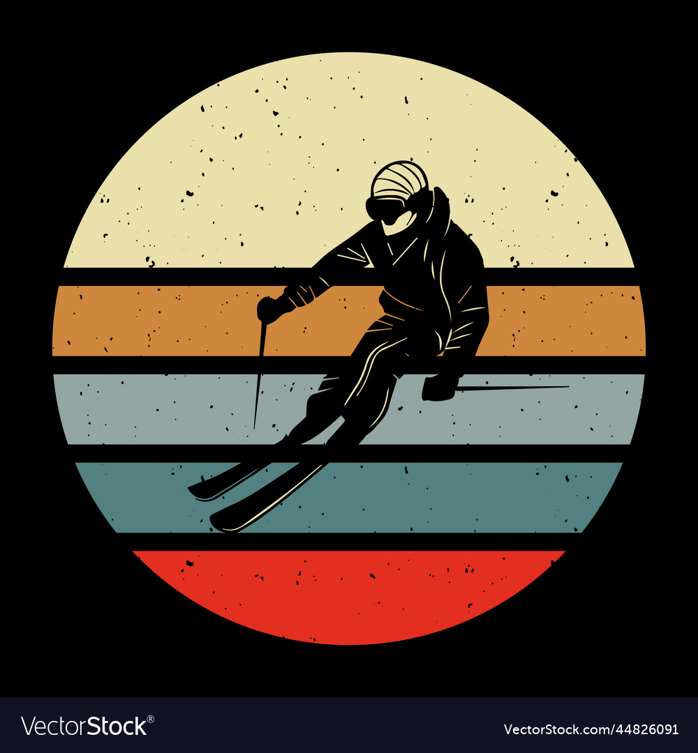 Skiing rider retro vintage ski t-shirt design