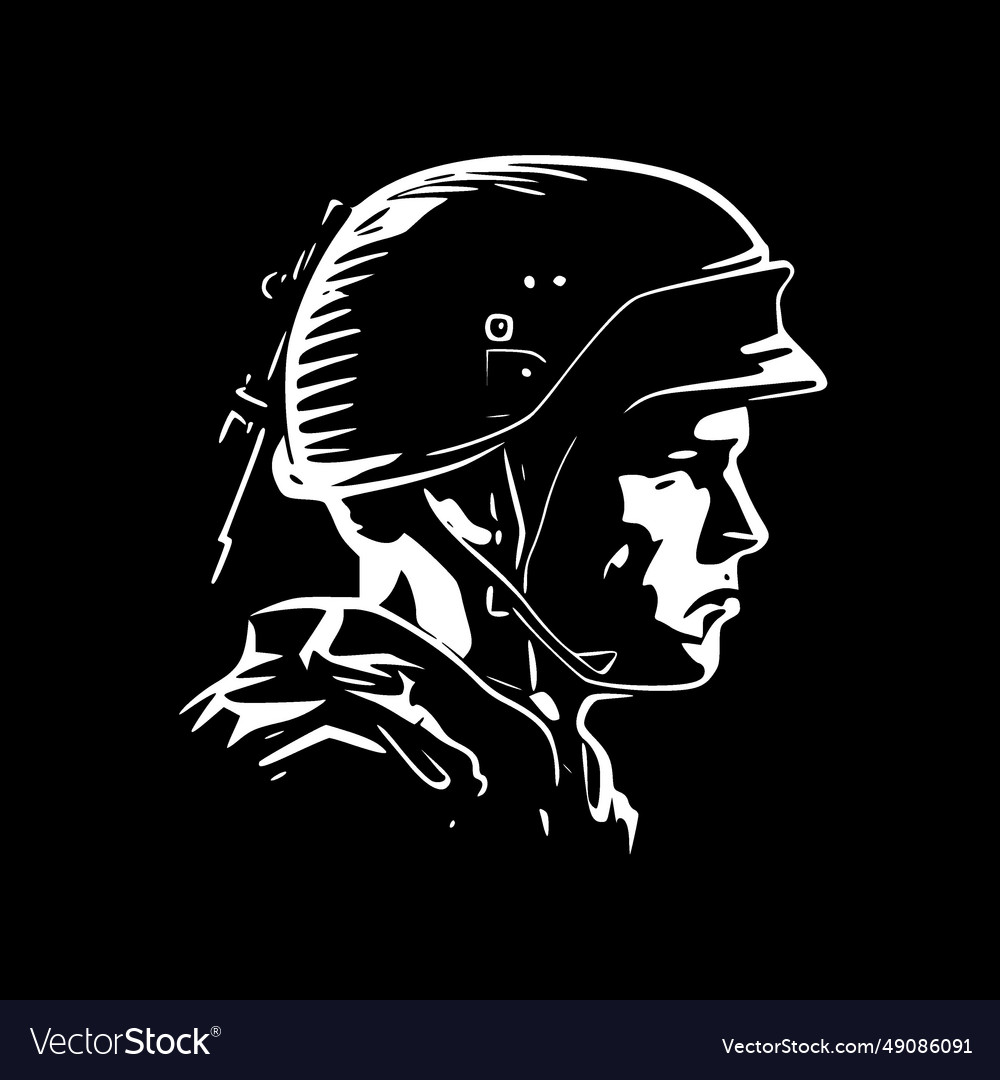 Soldier - Black And White Royalty Free Vector Image