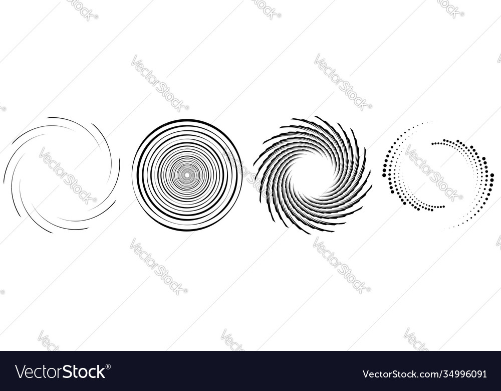Spiral swirl twirl element set rotating circular Vector Image Spiral swirl twirl element set rotating circular
