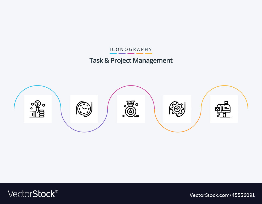 Task and project management line 5 icon pack