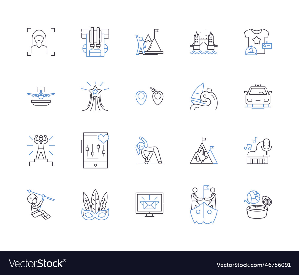 Travel agency outline icons collection