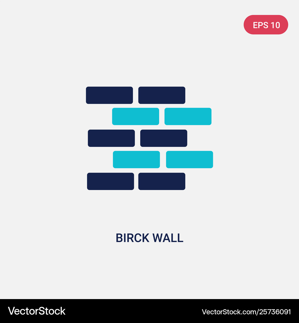 Two color birck wall icon from construction Vector Image