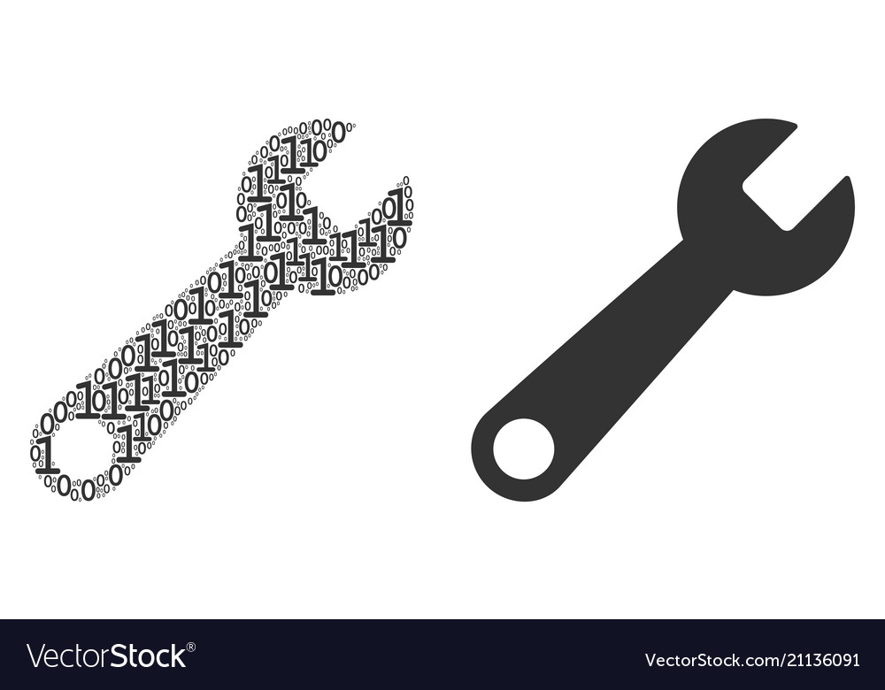 Wrench mosaic of binary digits vector image Wrench mosaic of binary digits