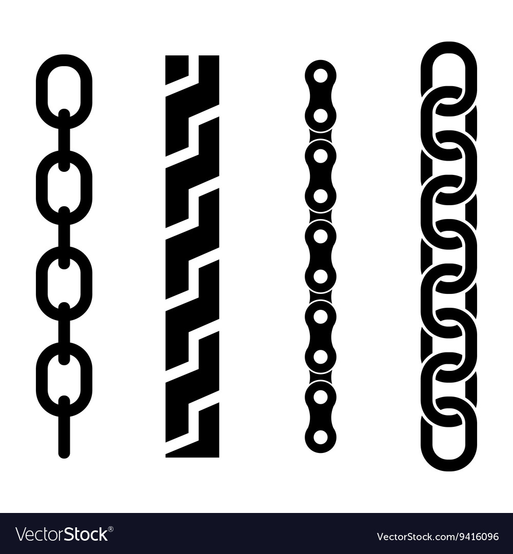 Black metal chain parts icons set Royalty Free Vector Image