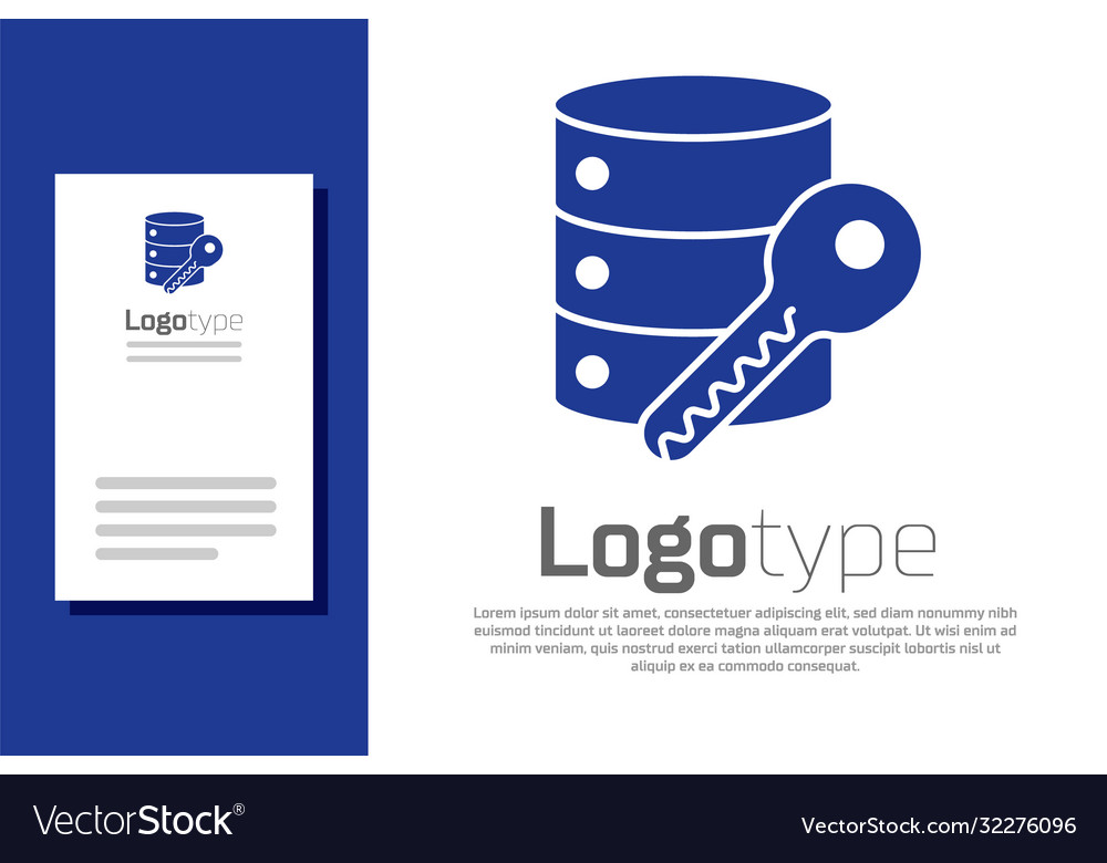 Blue server security with key icon isolated