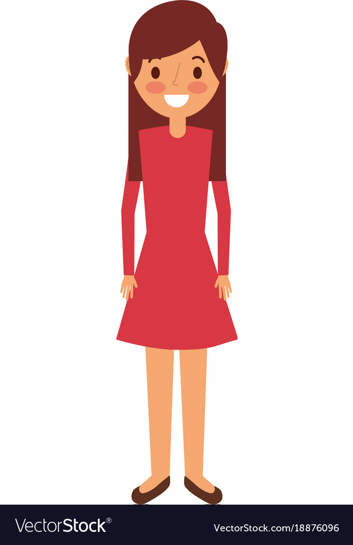 Cartoon young girl standing smiling Royalty Free Vector