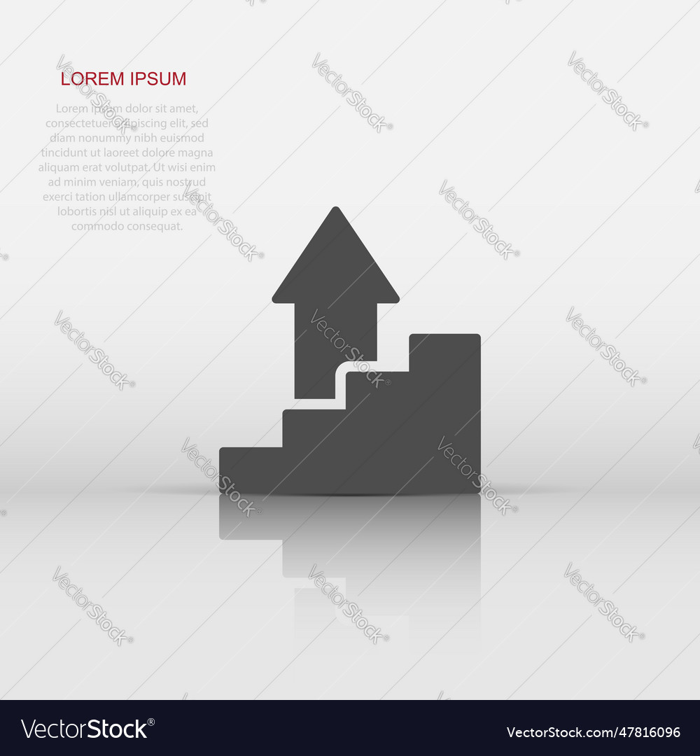 Chart graph icon in flat style arrow grow vector image Chart graph icon in flat style arrow grow