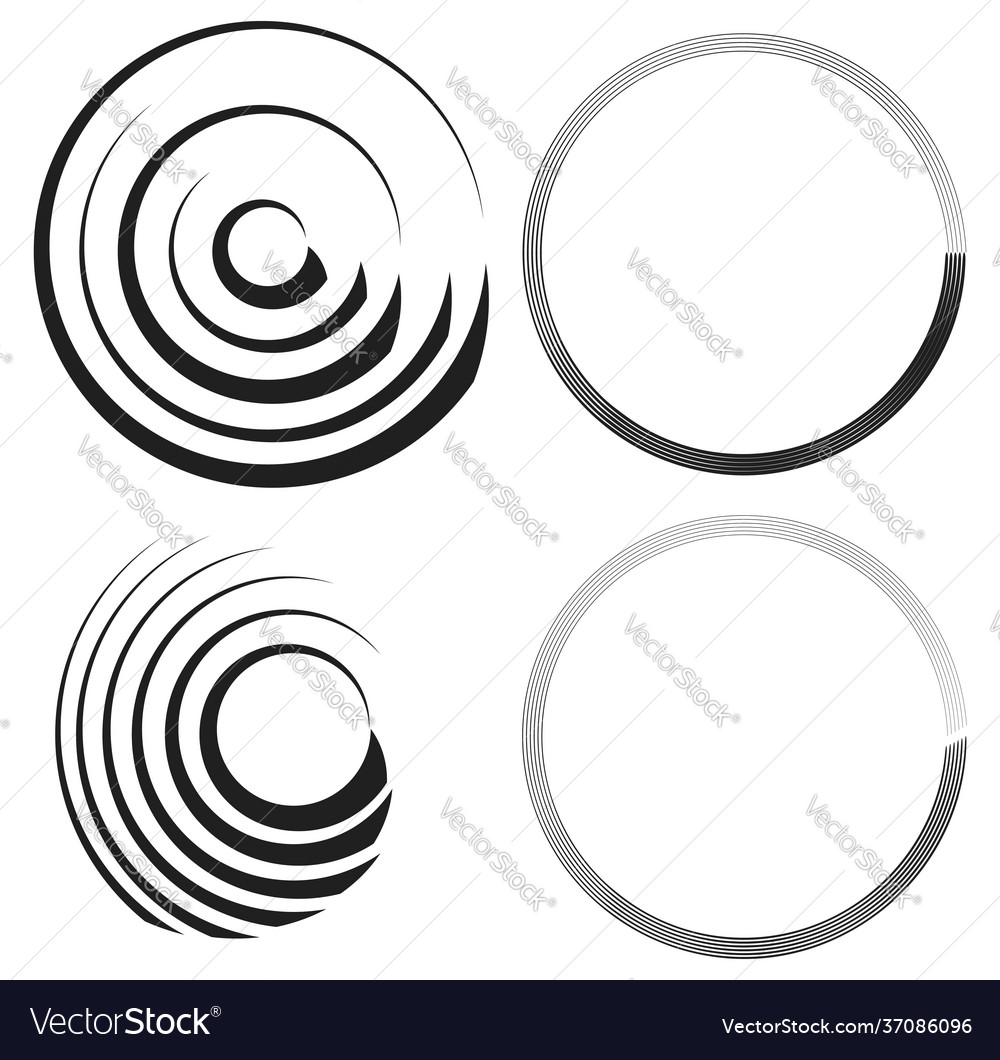 Circular radial element shape set image vector image Circular radial element shape set image
