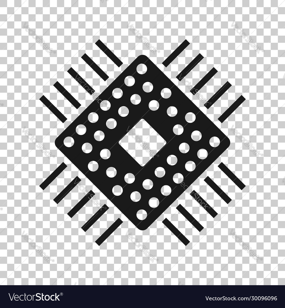 Computer cpu icon in flat style circuit board vector image Computer cpu icon in flat style circuit board