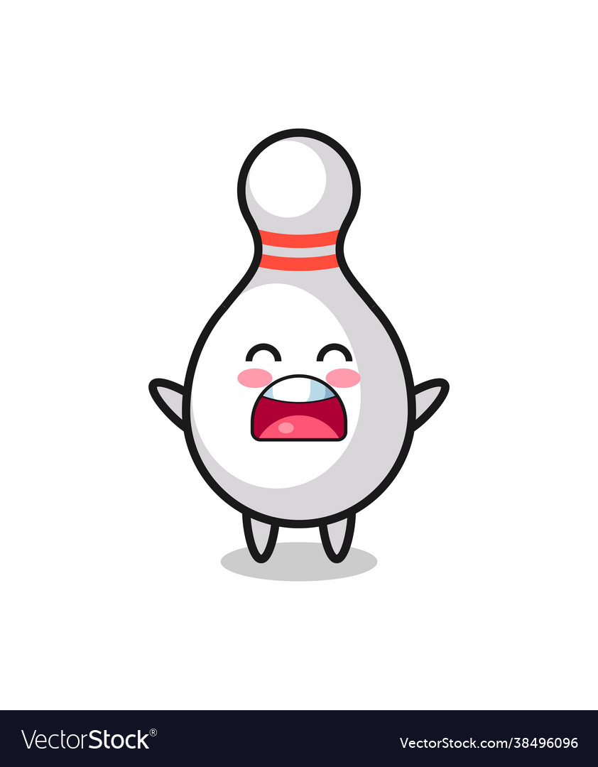 Cute bowling pin mascot with a yawn expression Vector Image