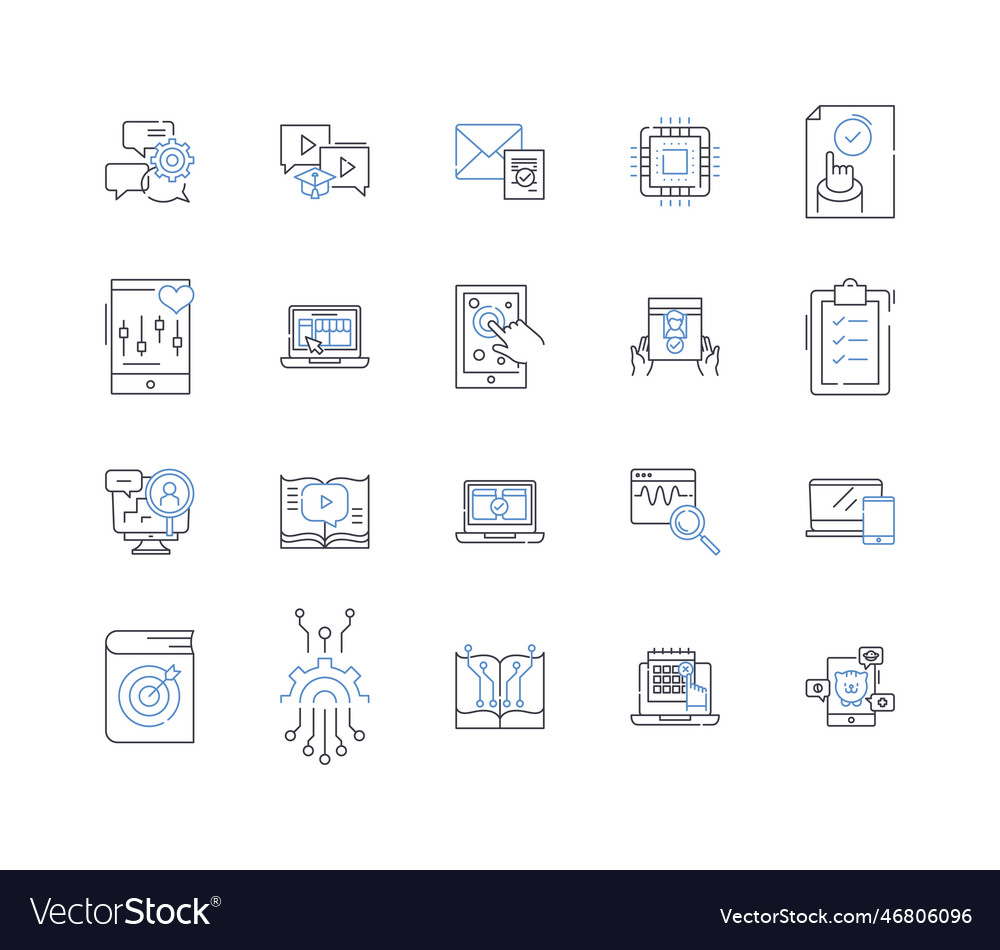 Decision trees line icons collection nodes