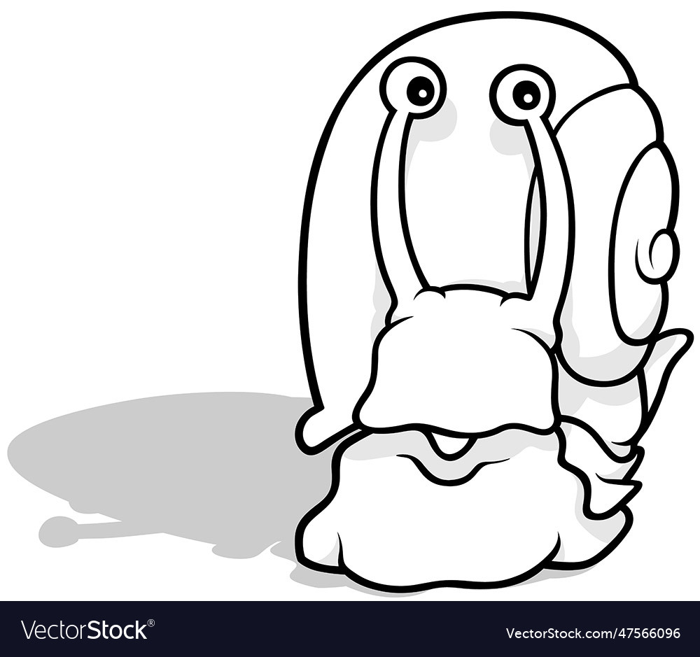 Drawing of a funny snail from front view