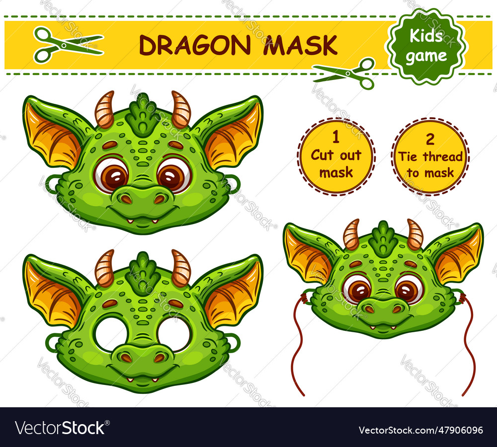 Fairy dragon reptile dinosaur carnival face mask Vector Image