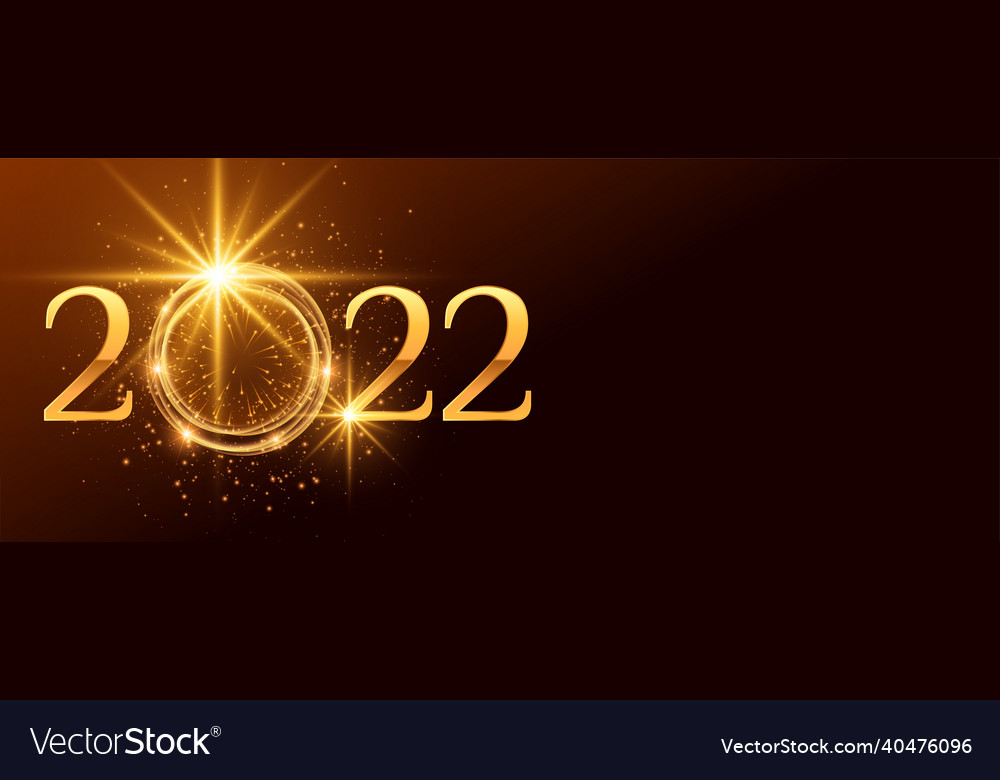 Happy new year 2022 golden text with shiny