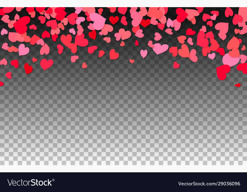 Heart confetti falling background valentine s love