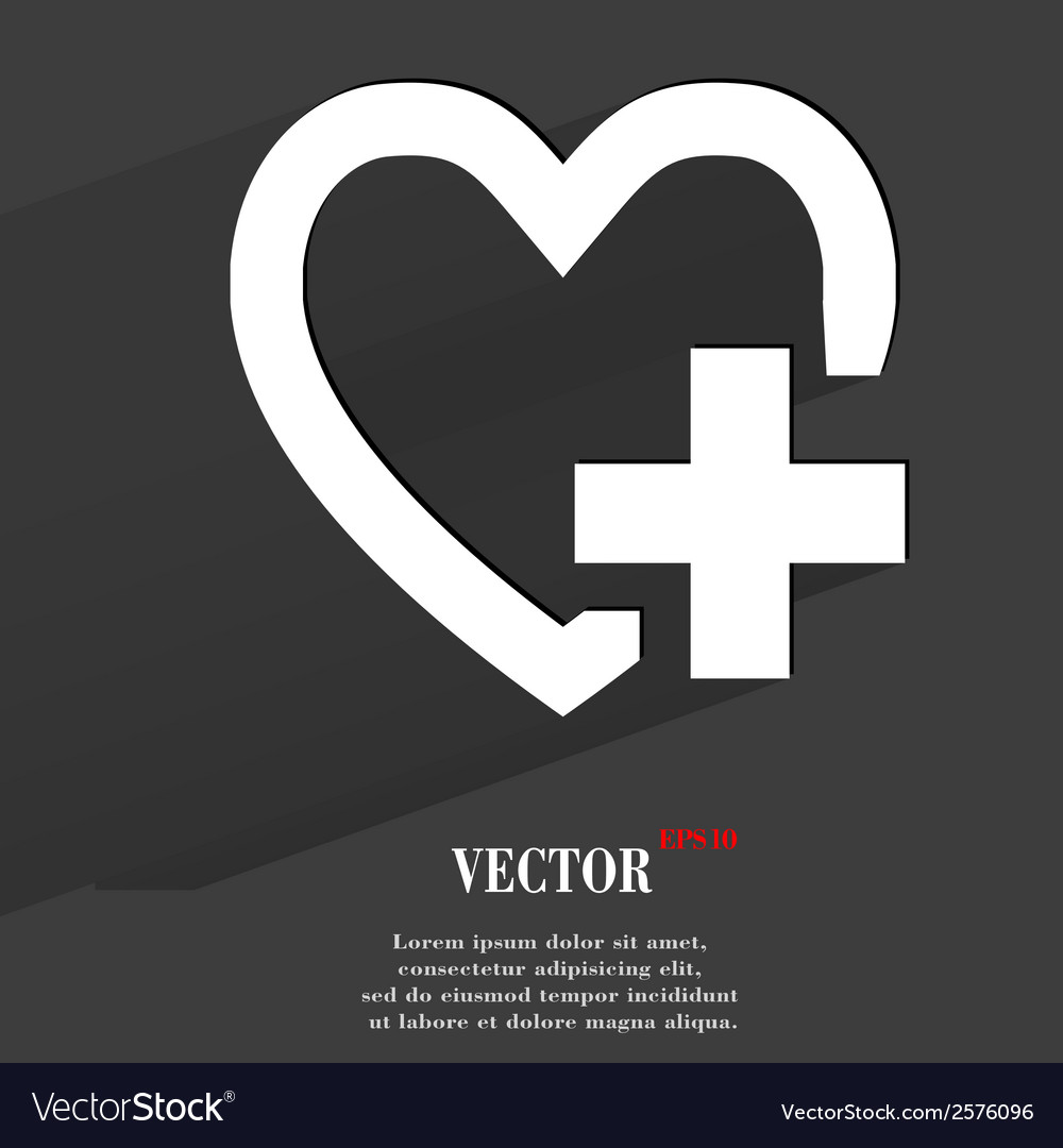 Heart flat modern web button with long shadow