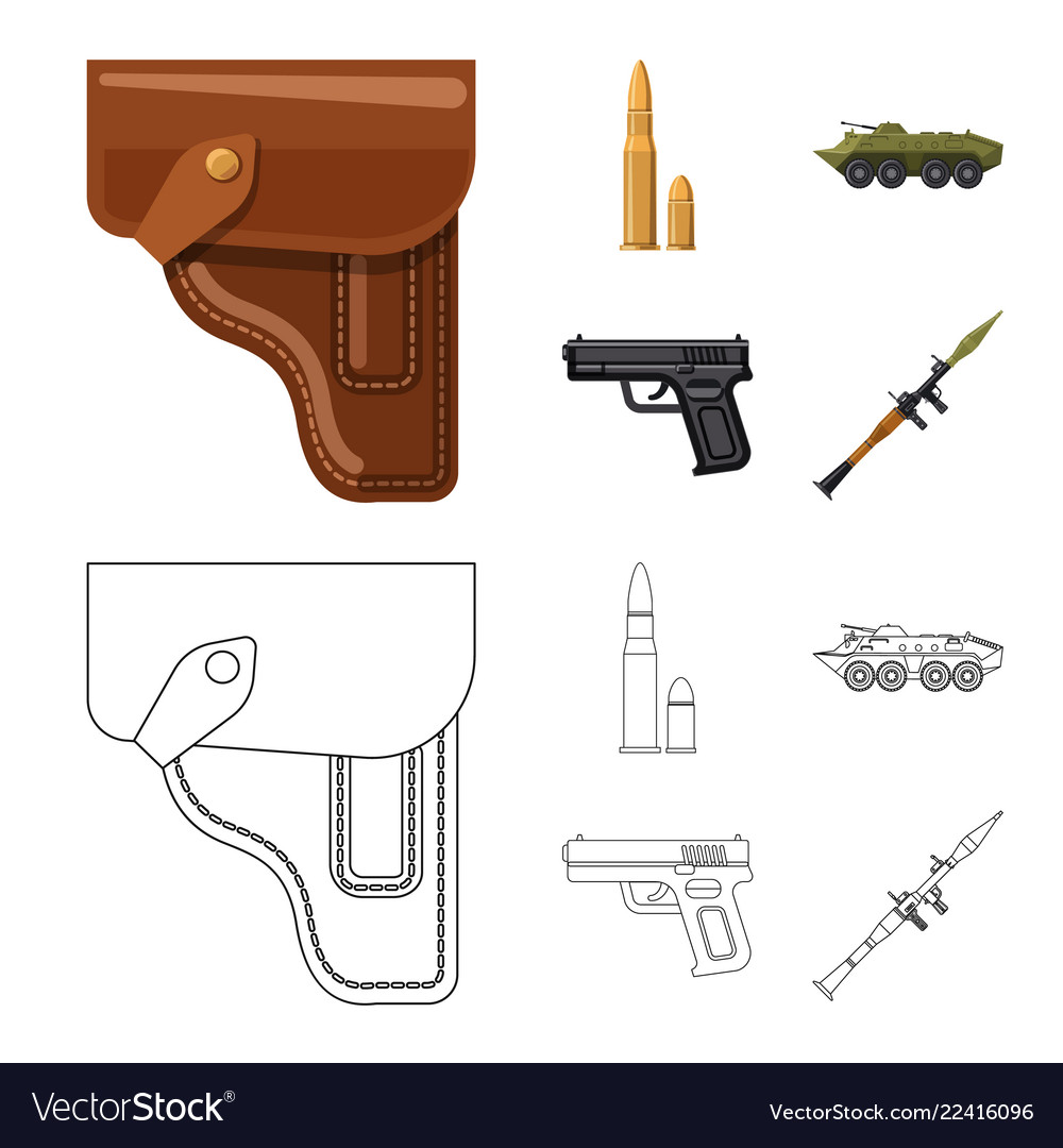 Isolated object of weapon and gun icon collection vector image Isolated object of weapon and gun icon collection