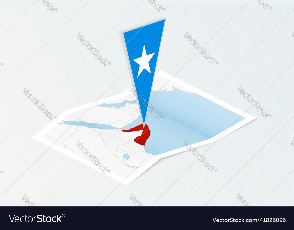 Isometric paper map of somalia with triangular