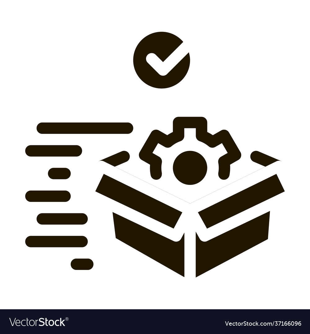 Mechanical gear in box fast delivery icon vector image Mechanical gear in box fast delivery icon