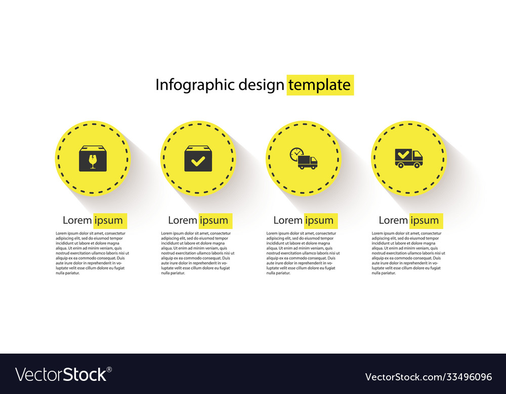 Set delivery box with fragile content package vector image Set delivery box with fragile content package
