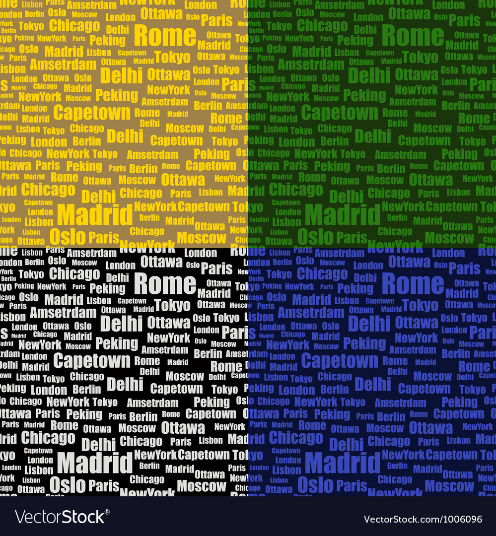 Set of seamless patterns with cities names