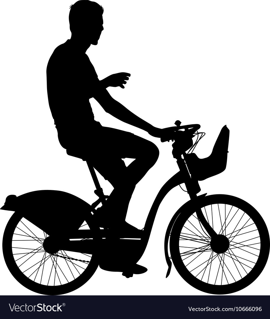 Silhouette of a cyclist male