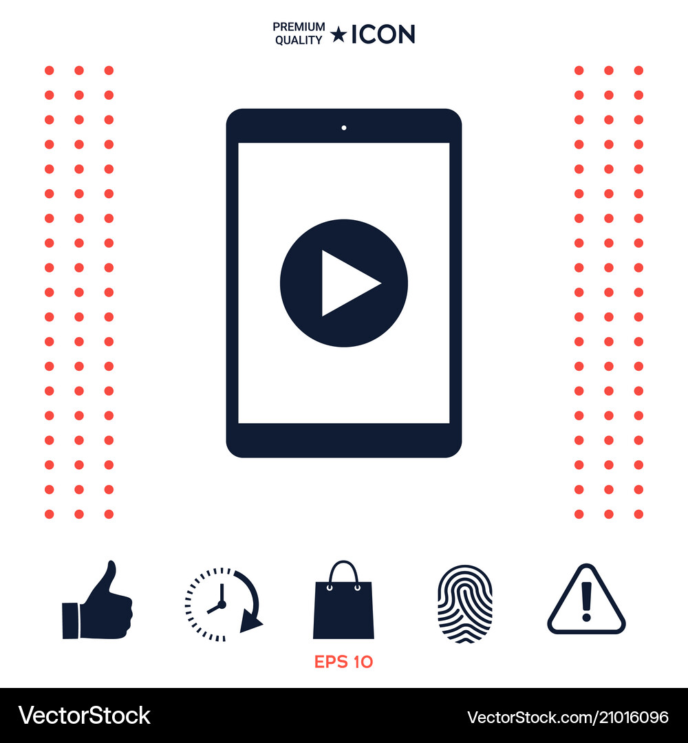Tablet with play button icon Royalty Free Vector Image