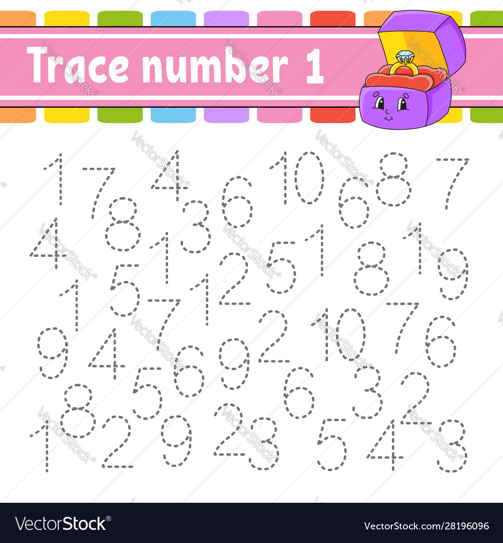 Trace number handwriting practice learning vector image Trace number handwriting practice learning