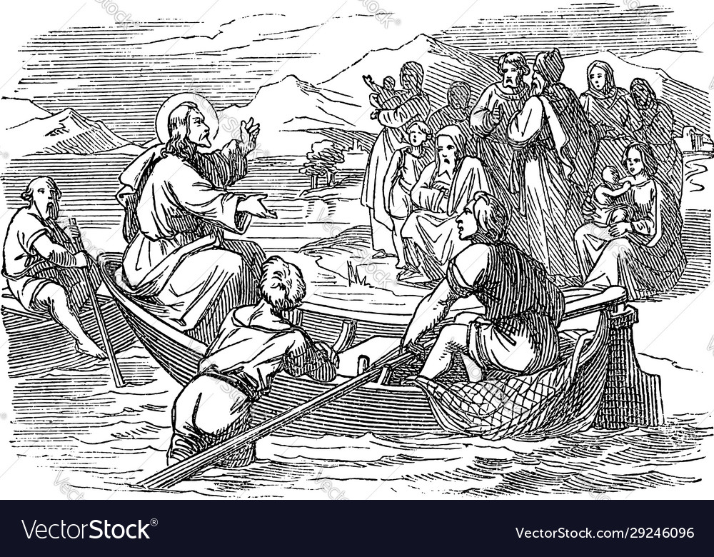 Vintage drawing biblical story jesus vector image Vintage drawing biblical story jesus