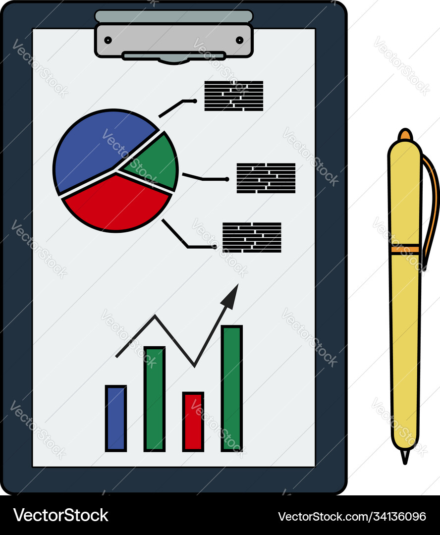 Writing tablet with analytics chart icon Vector Image