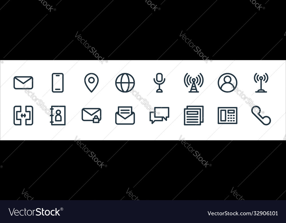 Communications line icons linear set quality vector image Communications line icons linear set quality
