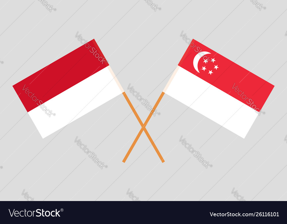 Indonesian and singaporean flags