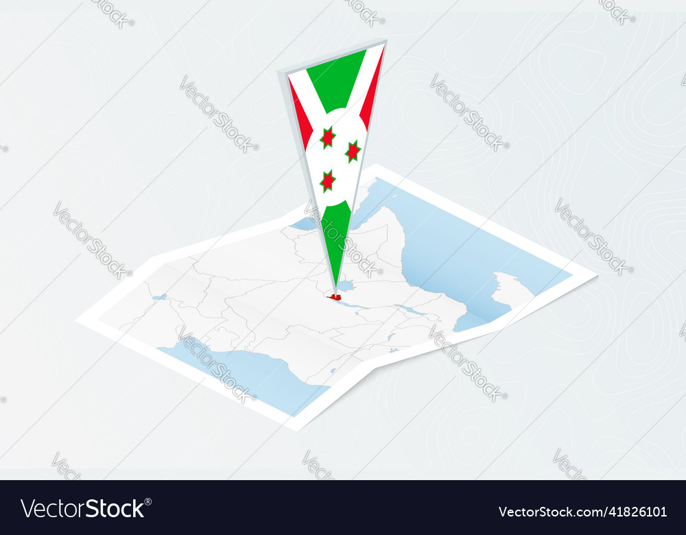 Isometric paper map of burundi with triangular