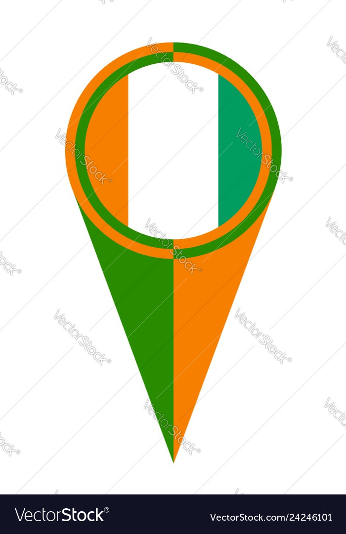 Ivory coast map pointer location flag