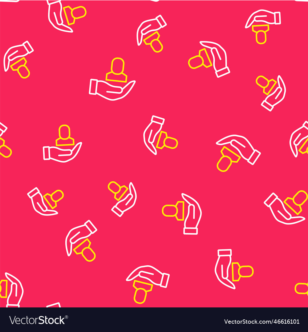 Line worker icon isolated seamless pattern on red vector image Line worker icon isolated seamless pattern on red