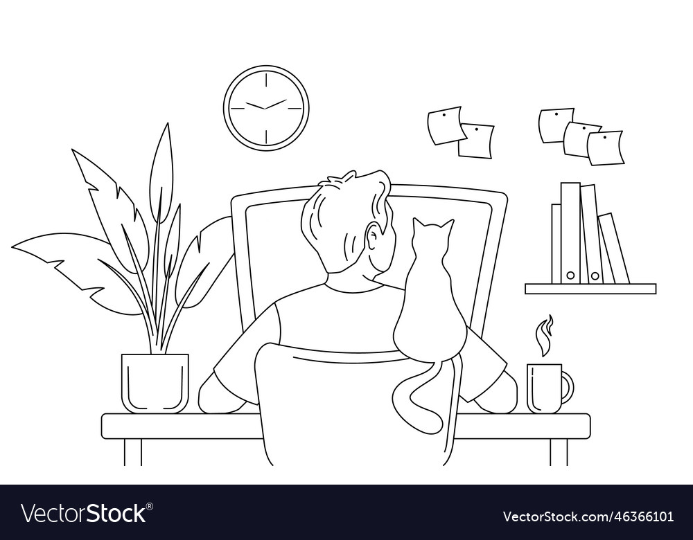Man works at a computer