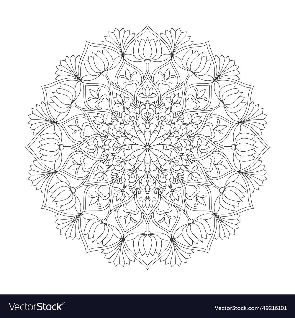 Mystic meadows adult mandala coloring book page