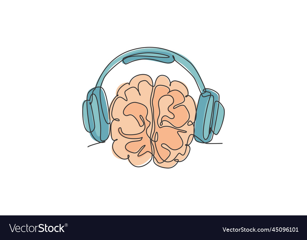 One continuous line drawing of human brain