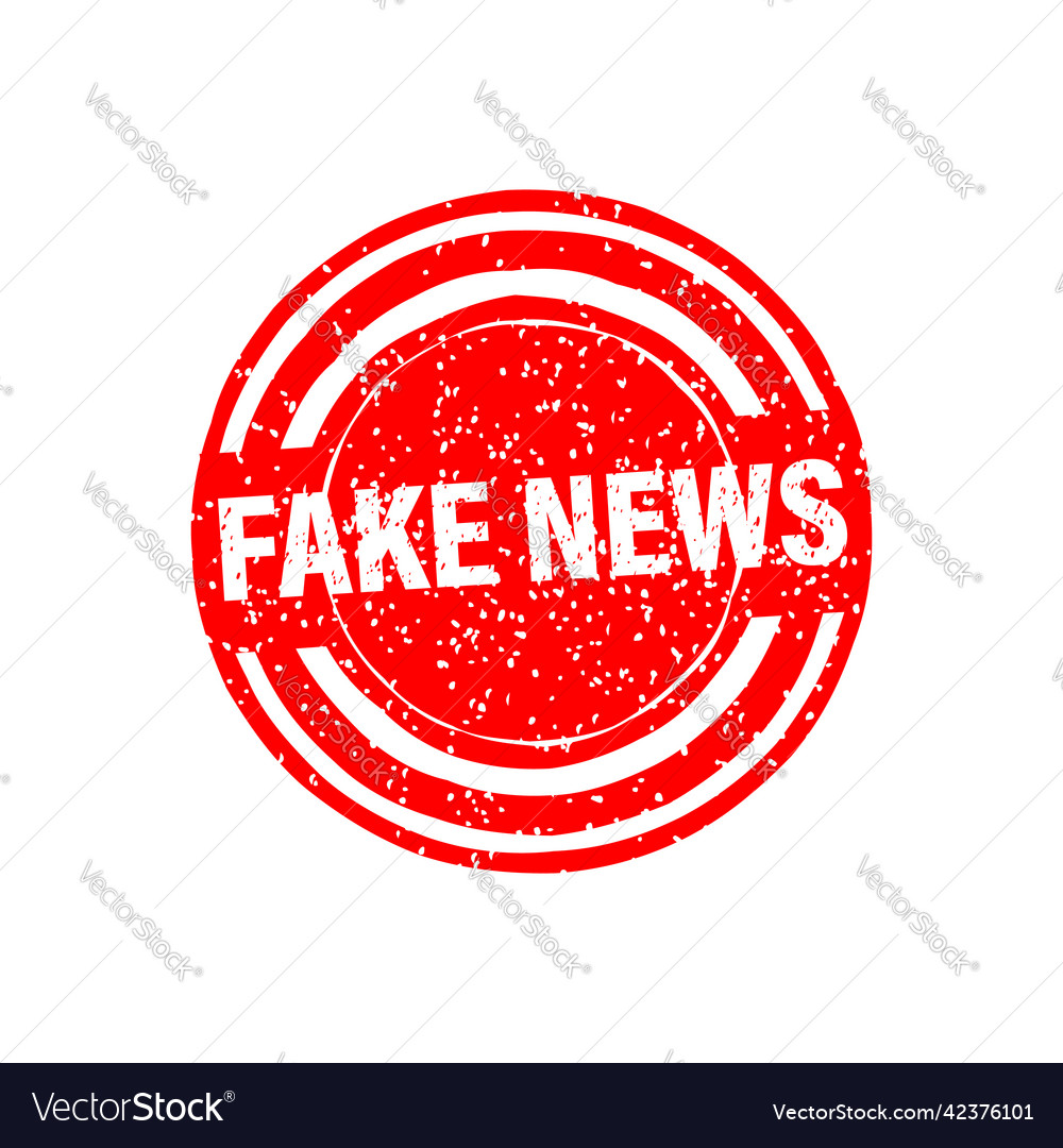 Red fake news stamp social media concept logo