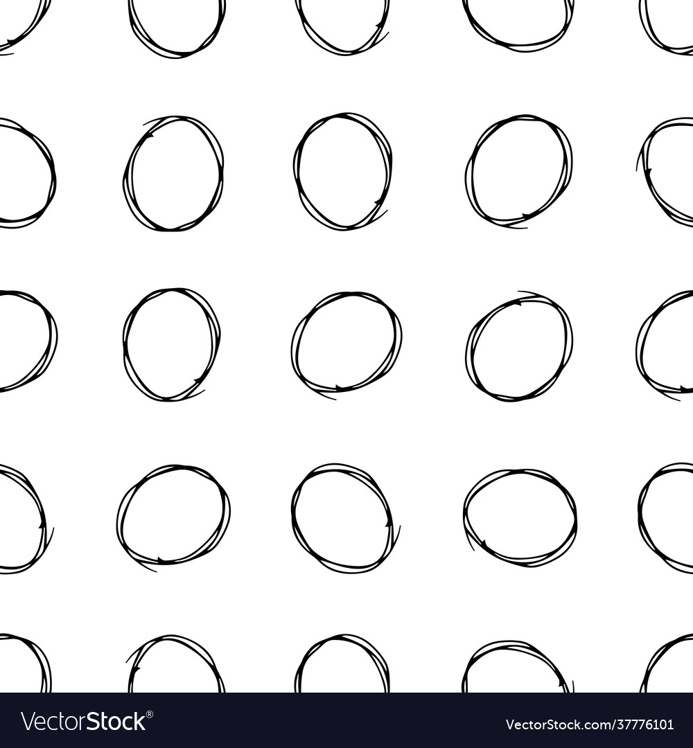 Seamless pattern with sketch circles shape vector image Seamless pattern with sketch circles shape