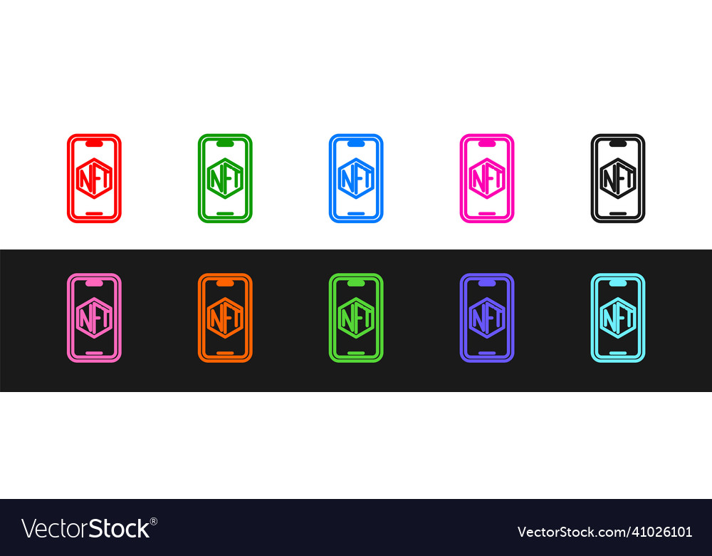 Set line mobile with art store app icon isolated vector image Set line mobile with art store app icon isolated
