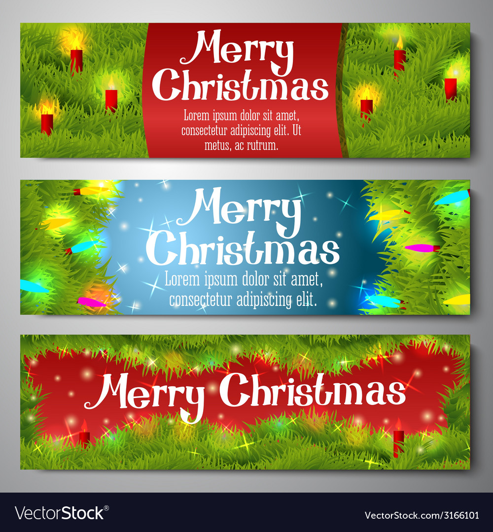 Set Of Horizontal Merry Christmas Banners Vector Image 5284