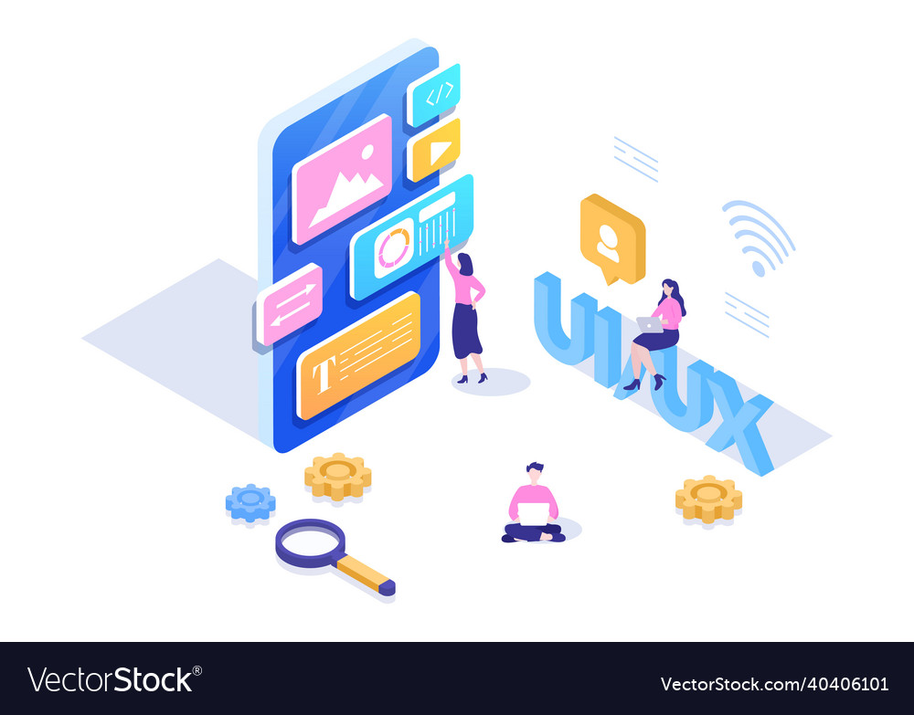 Ui ux programmer flat design for business vector image Ui ux programmer flat design for business