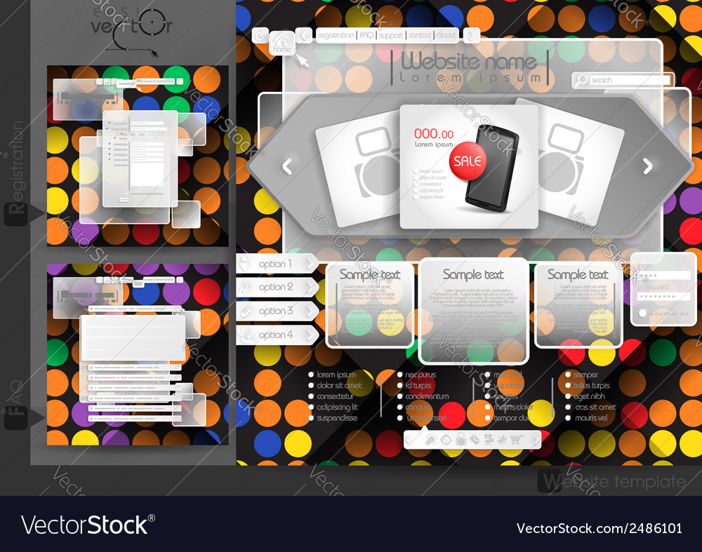 Website design template menu elements