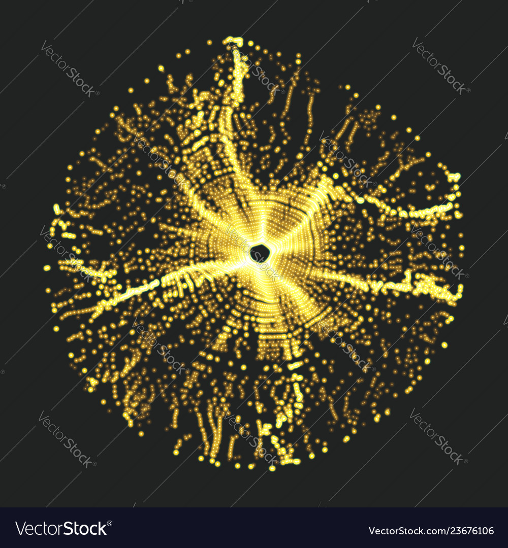 Array with dynamic particles 3d technology style vector image Array with dynamic particles 3d technology style