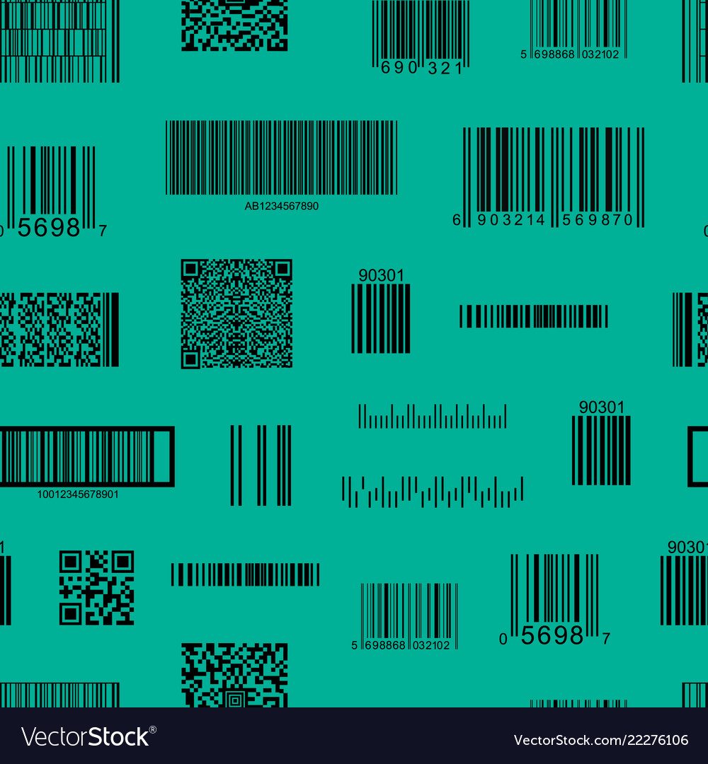 Barcode and qr code seamless pattern background vector image Barcode and qr code seamless pattern background