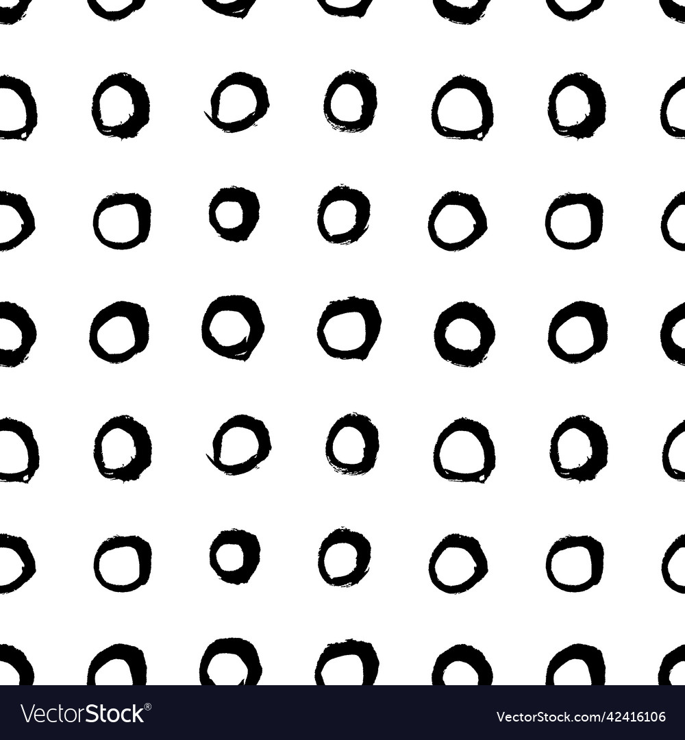 Black circles scrawl seamless pattern